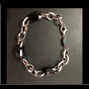 Stainless Steel & Simulated Onyx Bracelet